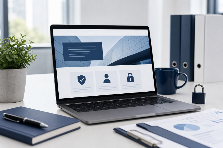 Modern business workspace representing website privacy, security, and GDPR compliance